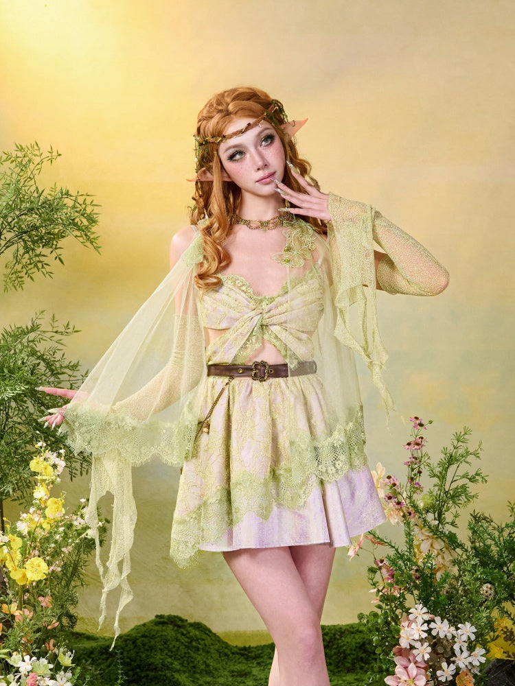 Forest Elf Style Sheer Tulle Lace Cape【s0000016449】