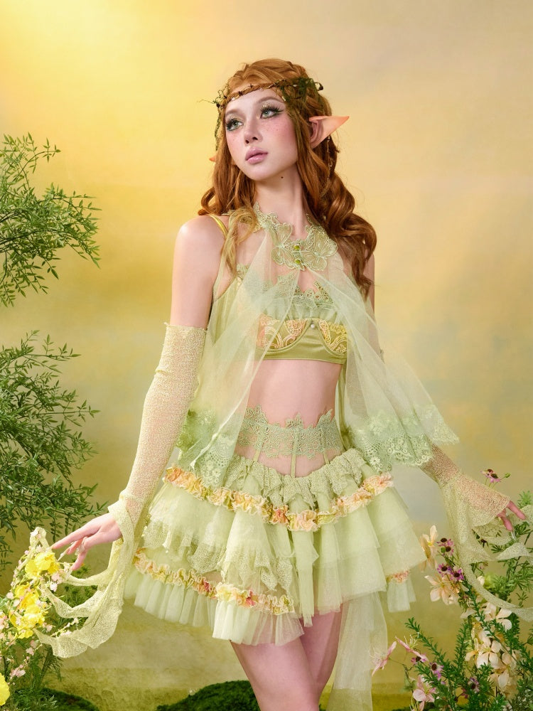 Forest Elf Style Sheer Tulle Lace Cape【s0000016449】