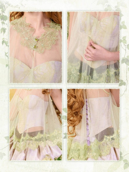 Forest Elf Style Sheer Tulle Lace Cape【s0000016449】