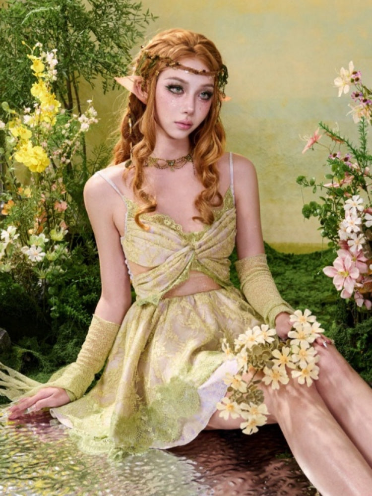 Forest Elf Style Lace Butterfly Romantic Camisole Dress【s0000016450】
