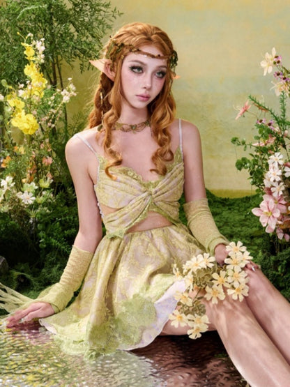 Forest Elf Style Lace Butterfly Romantic Camisole Dress【s0000016450】