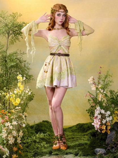 Forest Elf Style Lace Butterfly Romantic Camisole Dress【s0000016450】