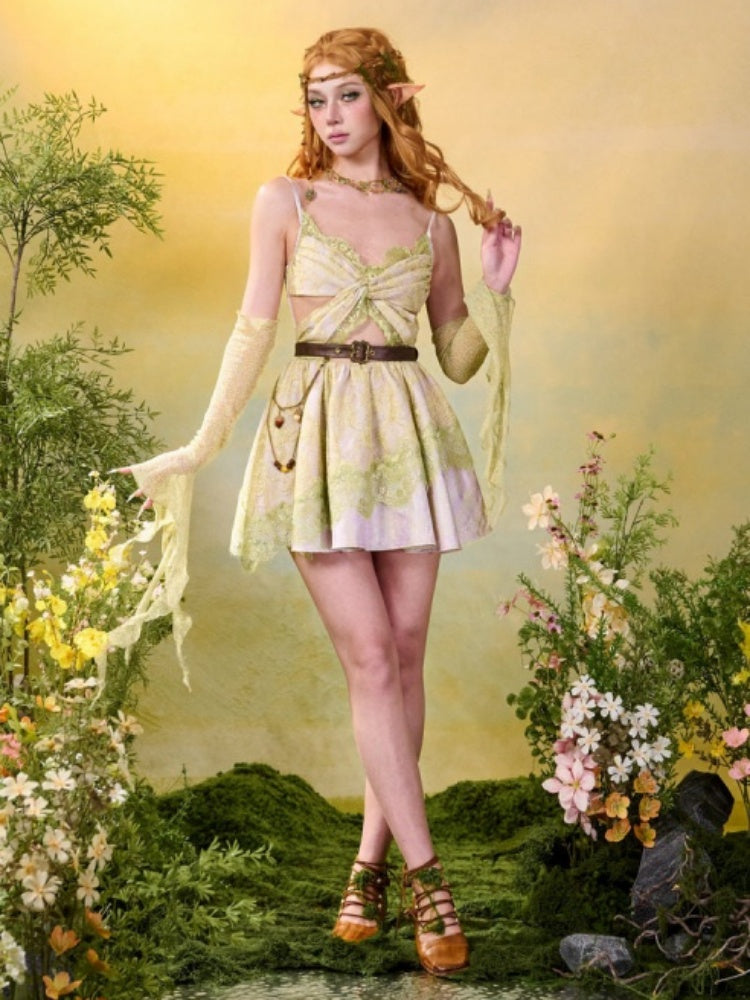 Forest Elf Style Lace Butterfly Romantic Camisole Dress【s0000016450】