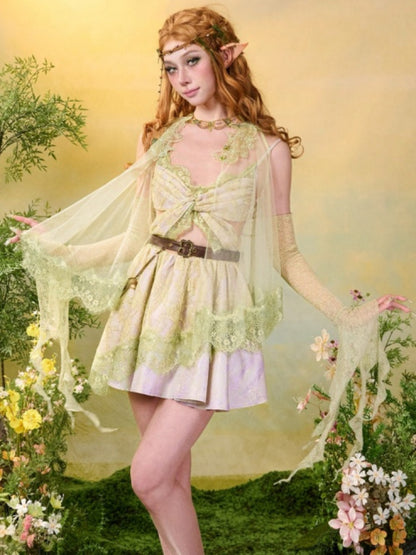 Forest Elf Style Lace Butterfly Romantic Camisole Dress【s0000016450】
