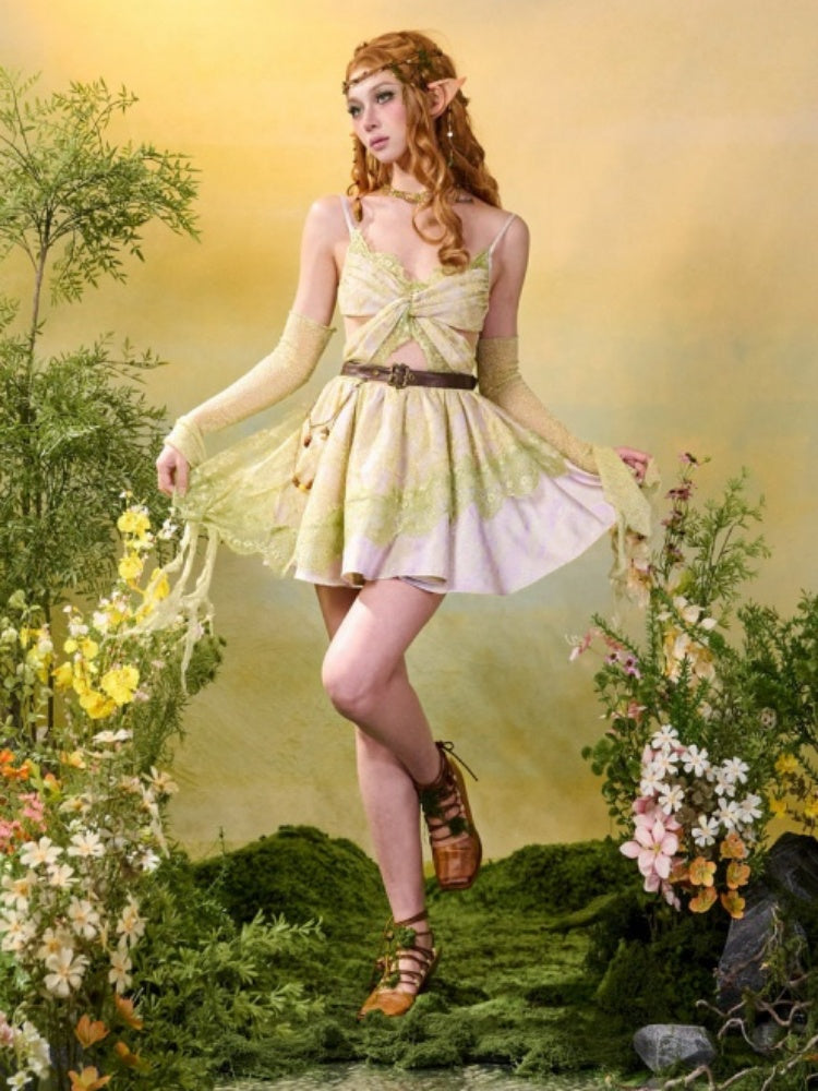 Forest Elf Style Lace Butterfly Romantic Camisole Dress【s0000016450】
