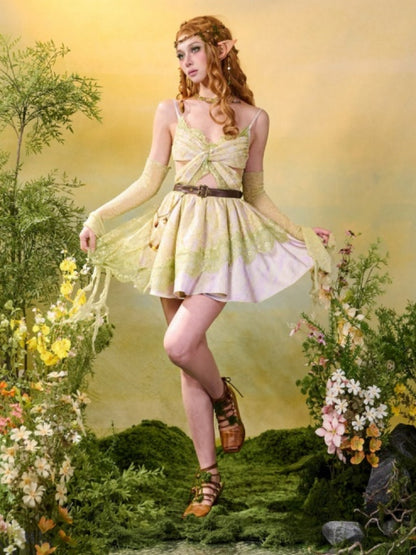 Forest Elf Style Lace Butterfly Romantic Camisole Dress【s0000016450】