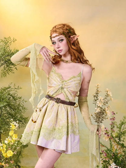 Forest Elf Style Lace Butterfly Romantic Camisole Dress【s0000016450】