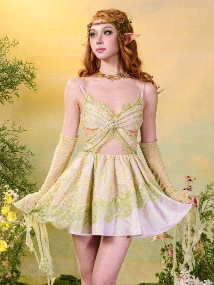 Forest Elf Style Lace Butterfly Romantic Camisole Dress【s0000016450】