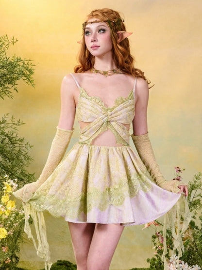 Forest Elf Style Lace Butterfly Romantic Camisole Dress【s0000016450】