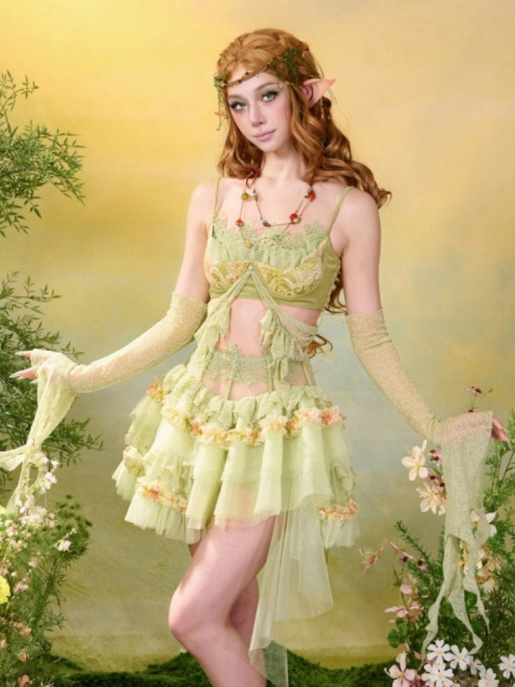Forest Elf Style Lace Cake Mesh Fluffy Skirt【s0000016453】