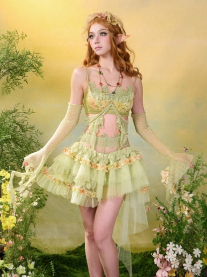 Forest Elf Style Lace Cake Mesh Fluffy Skirt【s0000016453】
