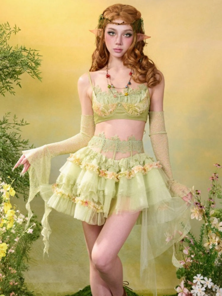 Forest Elf Style Lace Cake Mesh Fluffy Skirt【s0000016453】