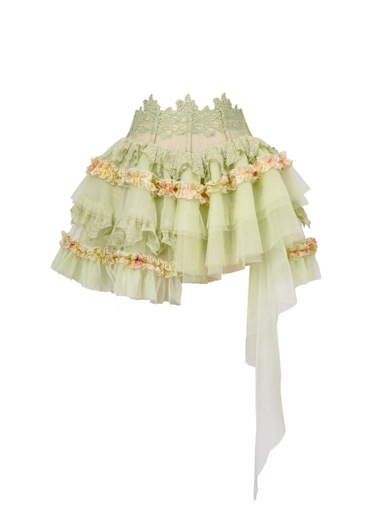 Forest Elf Style Lace Cake Mesh Fluffy Skirt【s0000016453】