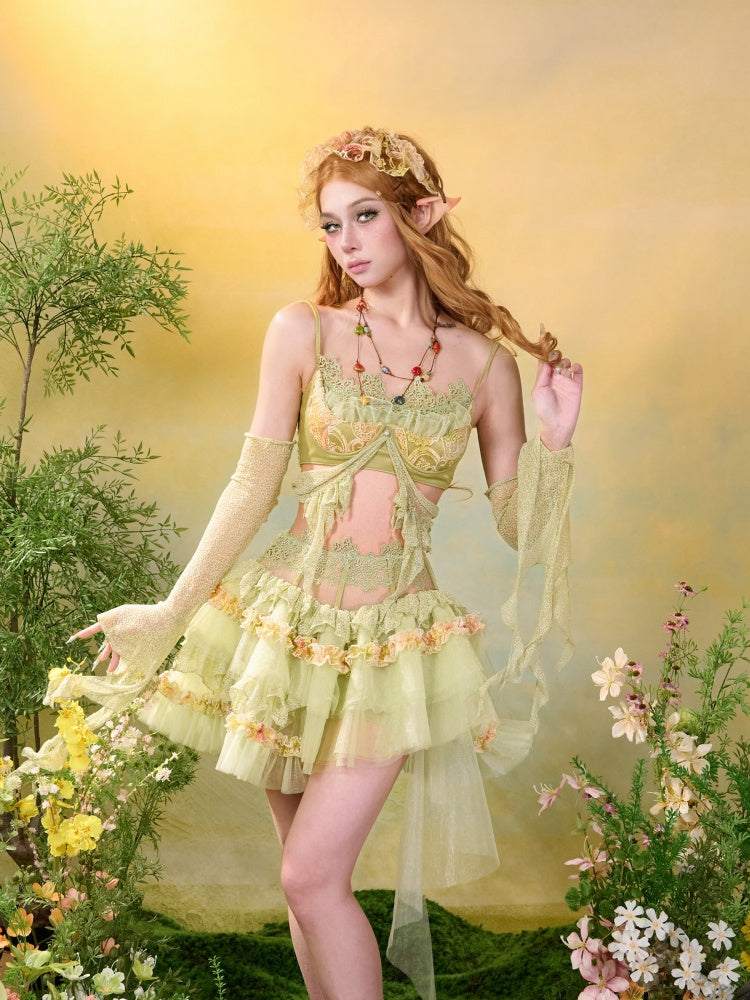 Forest Elf Style Lace Cake Mesh Fluffy Skirt【s0000016453】