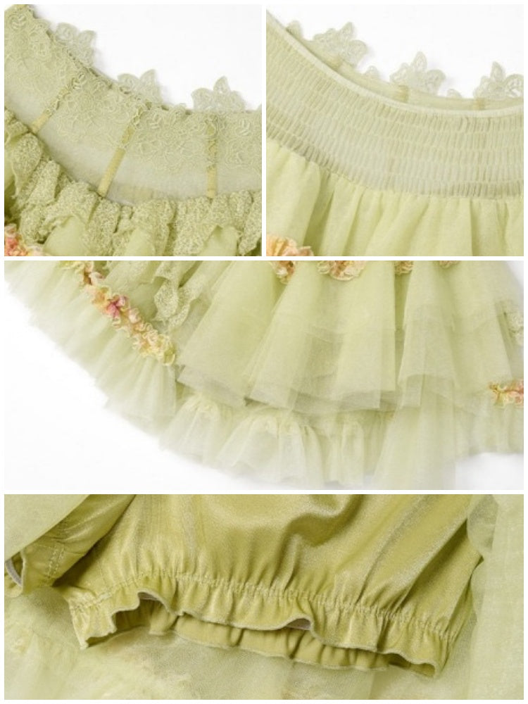 Forest Elf Style Lace Cake Mesh Fluffy Skirt【s0000016453】