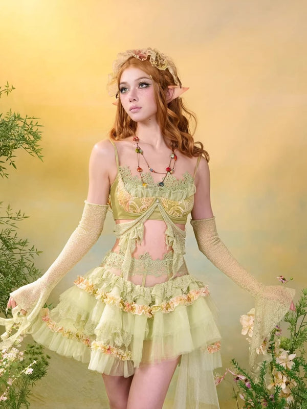Forest Elf Style Lace Cake Mesh Fluffy Skirt【s0000016453】