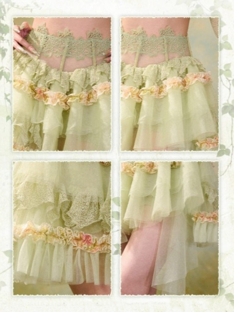 Forest Elf Style Lace Cake Mesh Fluffy Skirt【s0000016453】