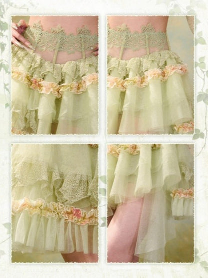 Forest Elf Style Lace Cake Mesh Fluffy Skirt【s0000016453】