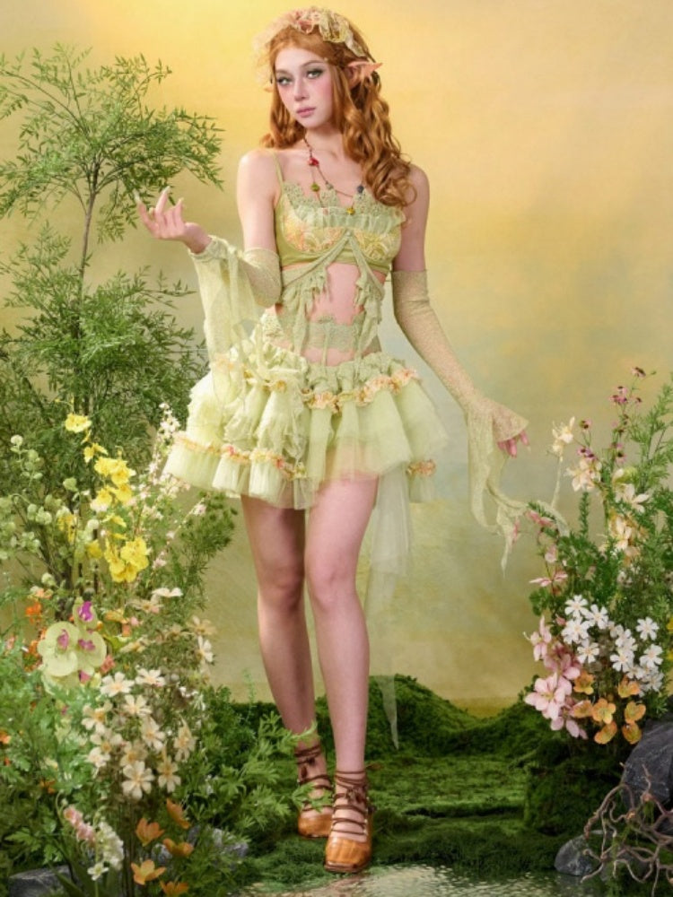 Forest Elf Style Lace Cake Mesh Fluffy Skirt【s0000016453】