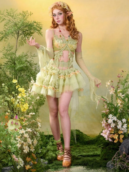 Forest Elf Style Lace Cake Mesh Fluffy Skirt【s0000016453】