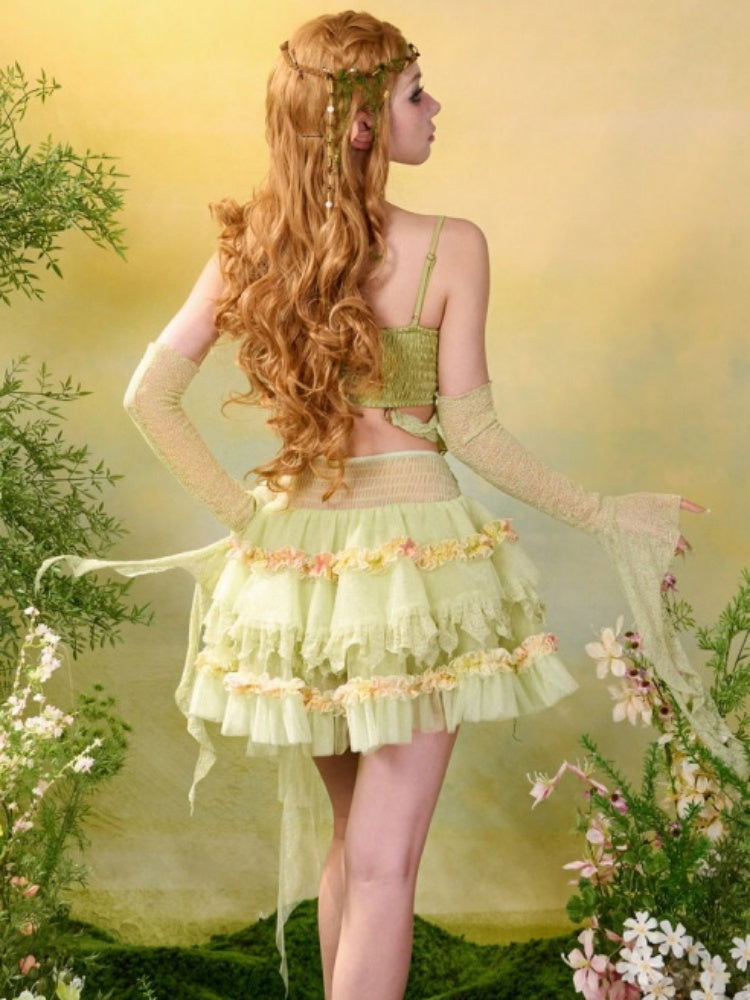 Forest Elf Style Lace Cake Mesh Fluffy Skirt【s0000016453】