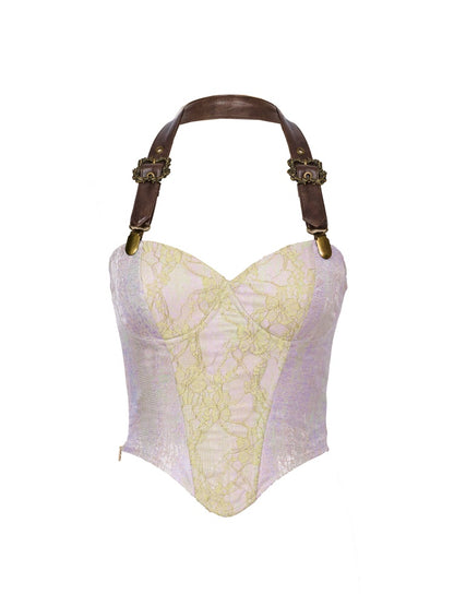 Forest Elf Style Halter Neck Strap Lace Fishbone Corset Bustier【s0000016454】