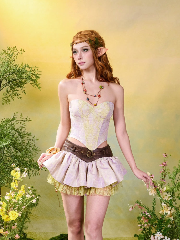 Forest Elf Style Halter Neck Strap Lace Fishbone Corset Bustier【s0000016454】