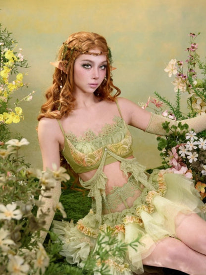 Forest Elf Style Lace Ruffle Bustier【s0000016455】