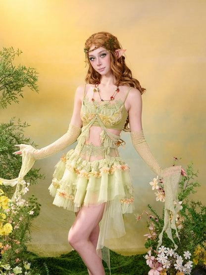 Forest Elf Style Lace Ruffle Bustier【s0000016455】