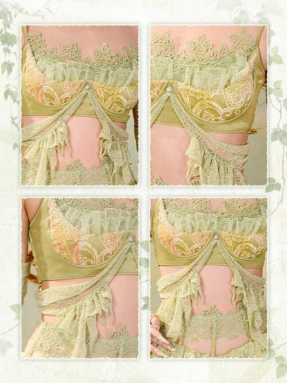Forest Elf Style Lace Ruffle Bustier【s0000016455】