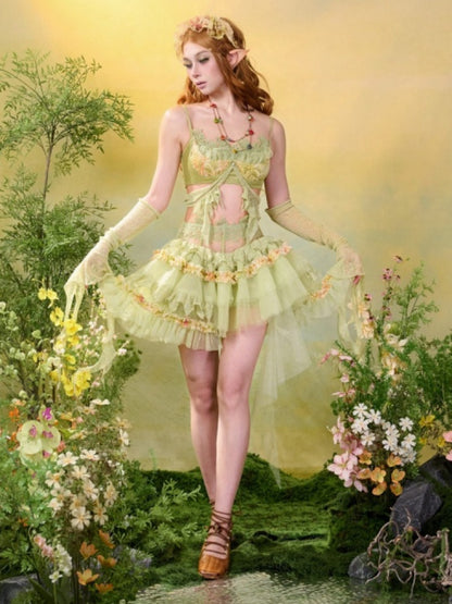 Forest Elf Style Lace Ruffle Bustier【s0000016455】