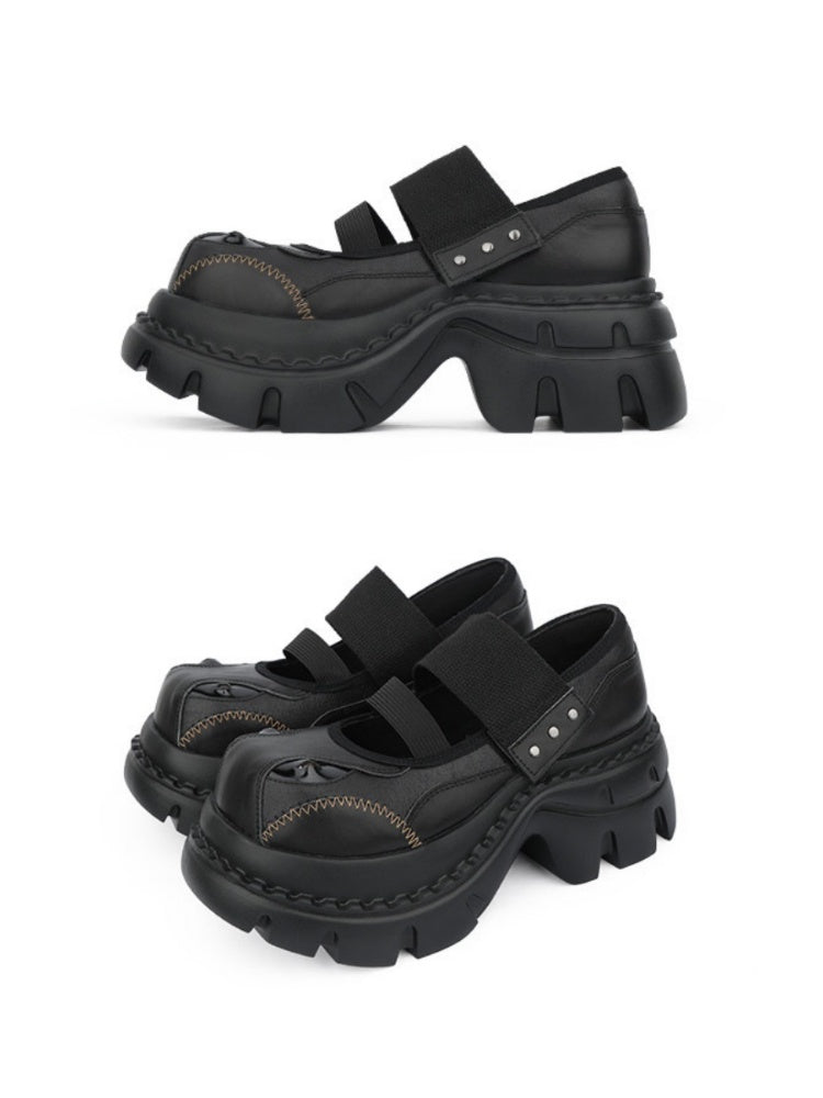 Zigzag Stitching Chunky Platform Mary Jane Shoes【s0000016456】