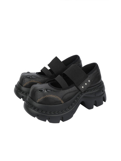 Zigzag Stitching Chunky Platform Mary Jane Shoes【s0000016456】