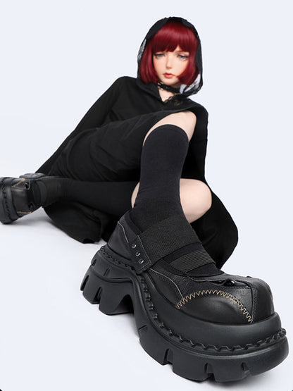 Zigzag Stitching Chunky Platform Mary Jane Shoes【s0000016456】