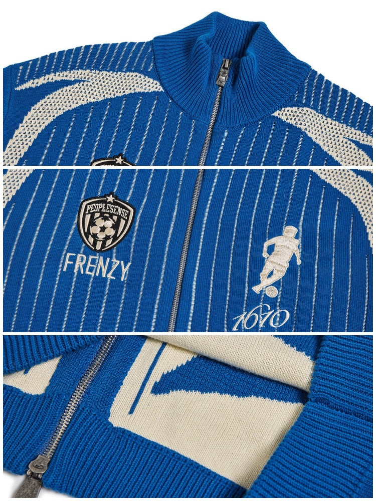 Retro Soccer Style Mesh Stand Collar Zipper Knit Polo Shirt【s0000016459】