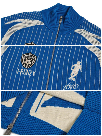 Retro Soccer Style Mesh Stand Collar Zipper Knit Polo Shirt【s0000016459】