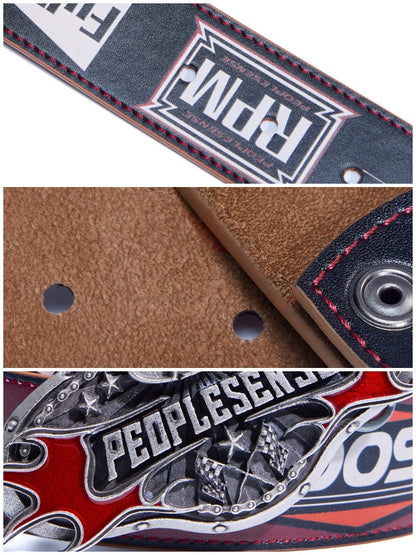 Vintage Motorcycle Style Alloy Buckle Cowhide Belt【s0000016461】