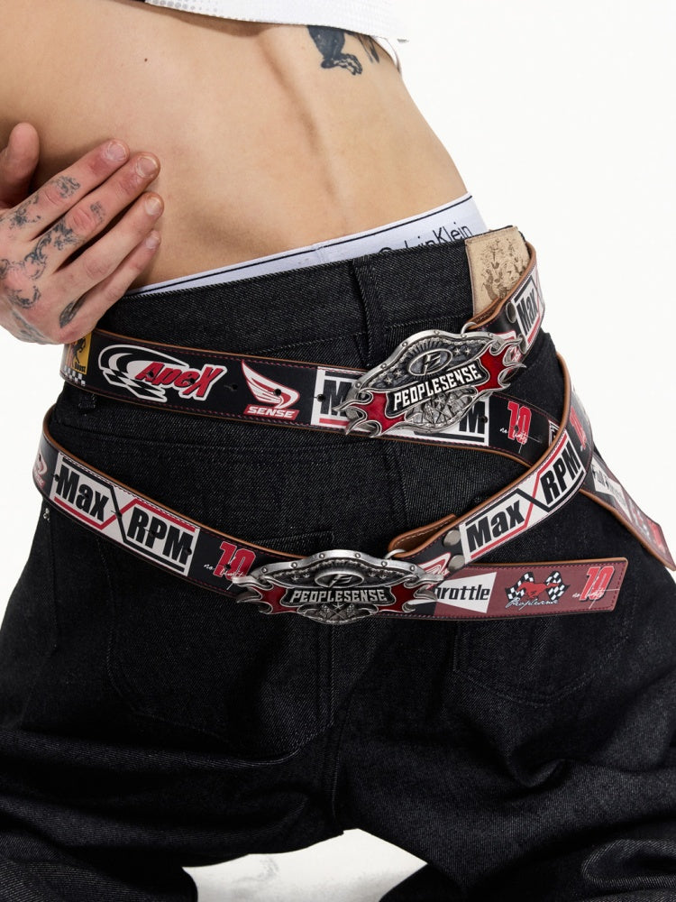 Vintage Motorcycle Style Alloy Buckle Cowhide Belt【s0000016461】