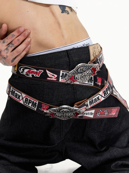 Vintage Motorcycle Style Alloy Buckle Cowhide Belt【s0000016461】