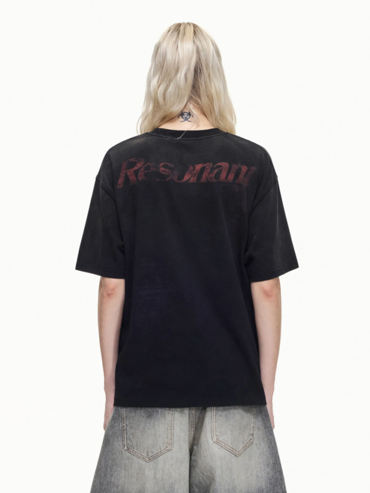 Vintage Style Distressed Finish Color Print Short Sleeve T-shirt【s0000016467】
