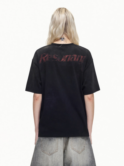 Vintage Style Distressed Finish Color Print Short Sleeve T-shirt【s0000016467】