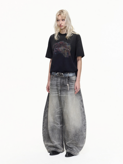 Vintage Style Distressed Finish Color Print Short Sleeve T-shirt【s0000016467】