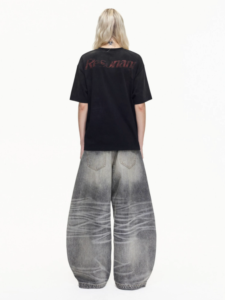 Vintage Style Distressed Finish Color Print Short Sleeve T-shirt【s0000016467】