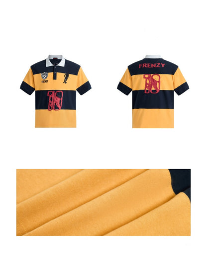 Soccer Style Striped Embroidered Aged No. 10 Jersey Short Sleeve Polo Shirt【s0000016468】