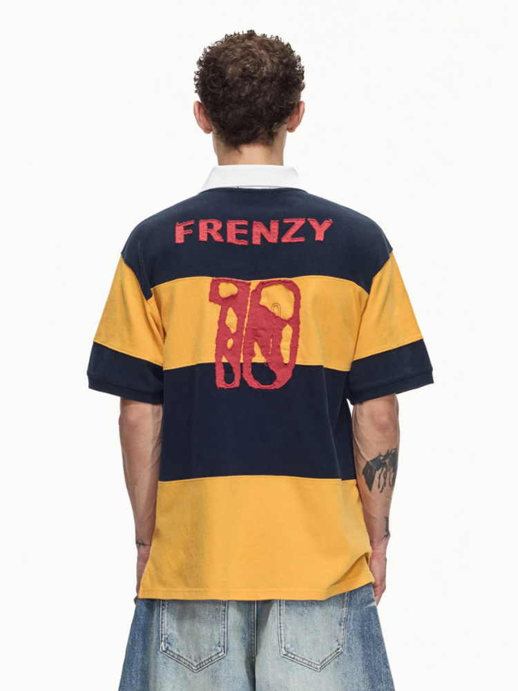 Soccer Style Striped Embroidered Aged No. 10 Jersey Short Sleeve Polo Shirt【s0000016468】