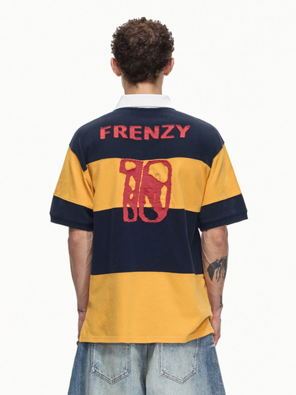Soccer Style Striped Embroidered Aged No. 10 Jersey Short Sleeve Polo Shirt【s0000016468】