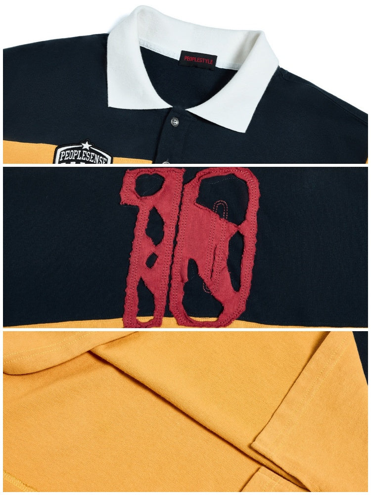 Soccer Style Striped Embroidered Aged No. 10 Jersey Short Sleeve Polo Shirt【s0000016468】