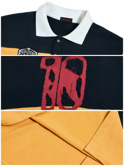 Soccer Style Striped Embroidered Aged No. 10 Jersey Short Sleeve Polo Shirt【s0000016468】