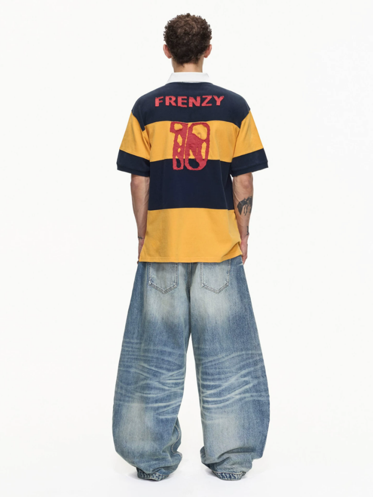 Soccer Style Striped Embroidered Aged No. 10 Jersey Short Sleeve Polo Shirt【s0000016468】