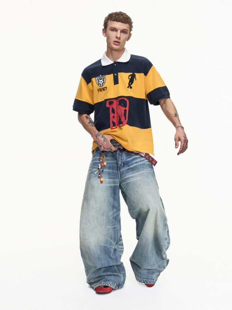 Soccer Style Striped Embroidered Aged No. 10 Jersey Short Sleeve Polo Shirt【s0000016468】